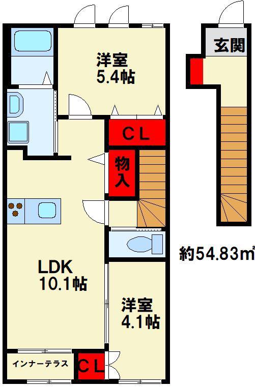 プライムライズ(2LDK/2階)の間取り写真