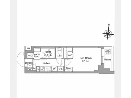 コンフォリア・リヴ大崎(1K/2階)の間取り写真