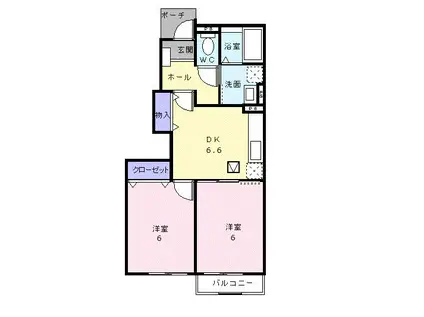 メゾン・アンソレイエ III(2DK/1階)の間取り写真