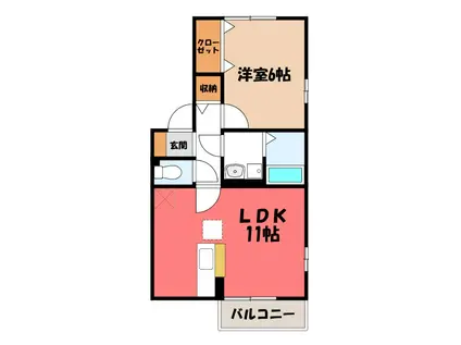 パルクヴェール(1LDK/1階)の間取り写真