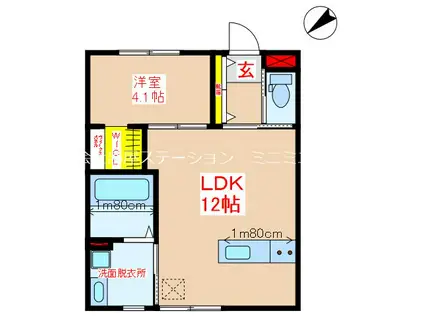 SUPERVELOCE(1LDK/1階)の間取り写真