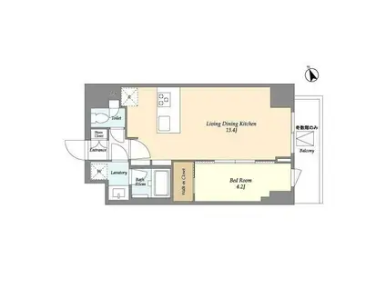 ドゥーエ浅草(1LDK/13階)の間取り写真