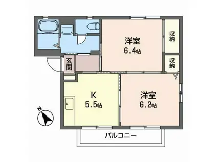 オプティマール(2K/2階)の間取り写真