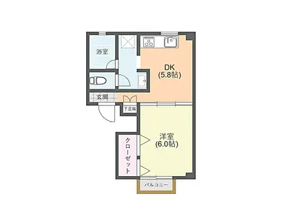 オクト・カピオ(1DK/1階)の間取り写真