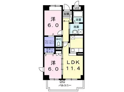 キャトルセゾン(2LDK/4階)の間取り写真