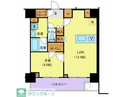 ジェノヴィア新宿中落合スカイガーデン(1LDK/1階)の間取り写真