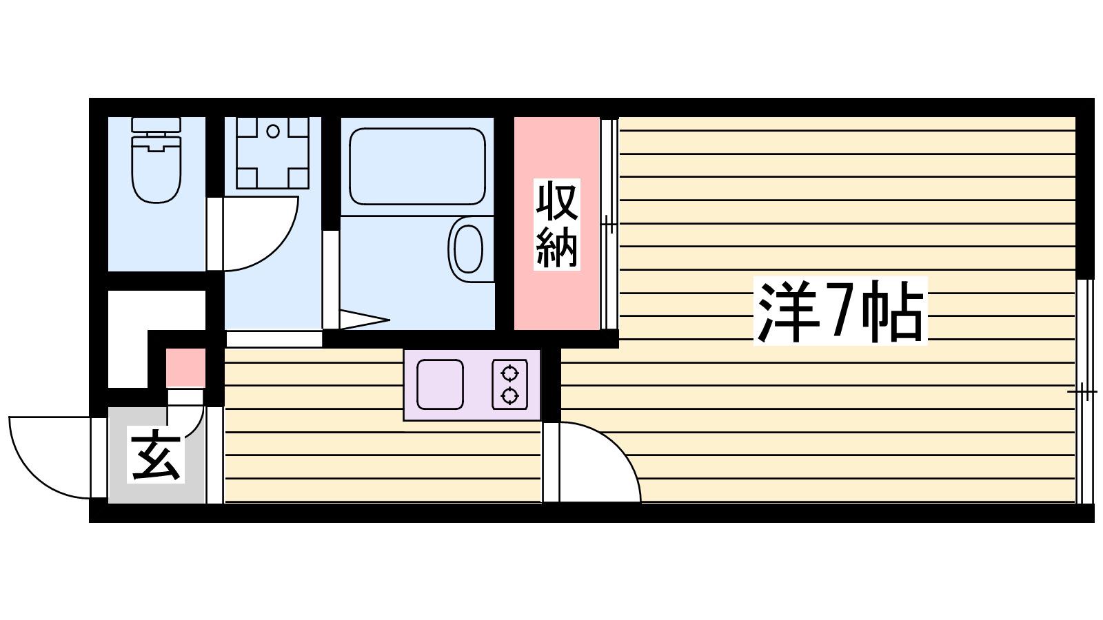 レオパレスイルクオーレ(1K/1階)の間取り写真