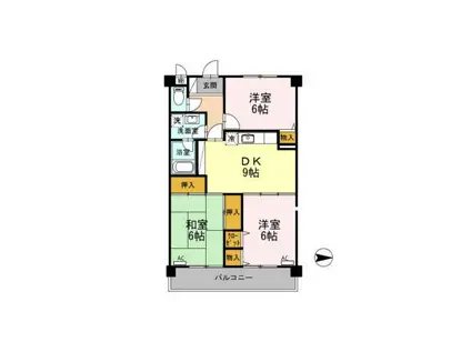 サニーヒルズK(3DK/3階)の間取り写真