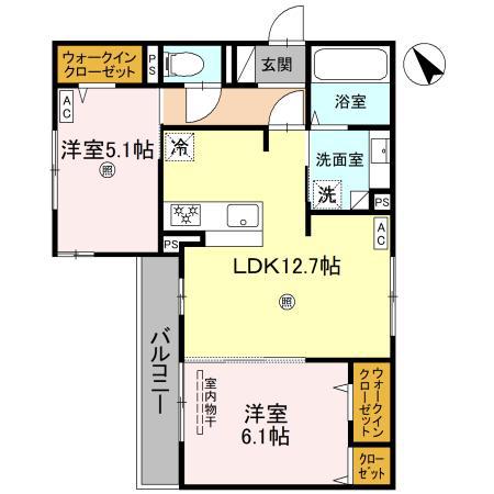 ル トレフル(2LDK/3階)の間取り写真