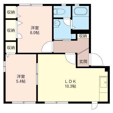 グランドルフE(2LDK/2階)の間取り写真
