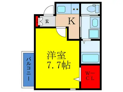 ティースリーカーサモジュカ(1K/2階)の間取り写真