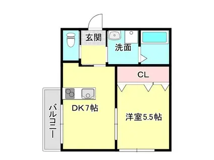 QUINTO野洲(1DK/2階)の間取り写真