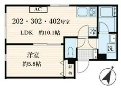 ALATO菊川(1LDK/2階)の間取り写真