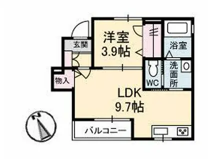 ローベルジュB(1LDK/1階)の間取り写真