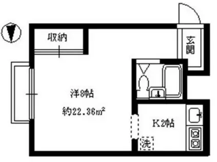 ロイヤルハイツ(ワンルーム/2階)の間取り写真