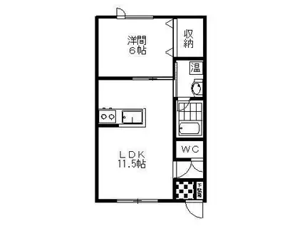 ドルフィン(1LDK/2階)の間取り写真