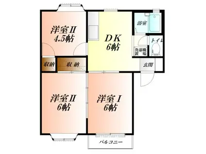 オリオンハイツ(3DK/2階)の間取り写真