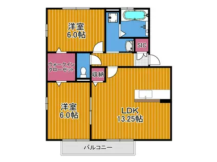 OLIVEN HAUS高辺(2LDK/1階)の間取り写真