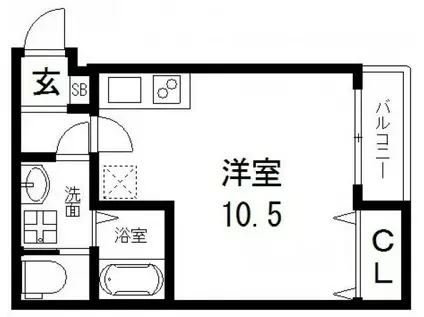 ココファイン足代(ワンルーム/2階)の間取り写真