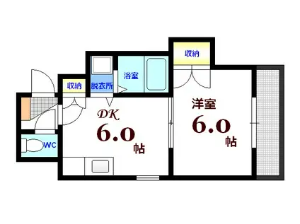 ランドマーク横川(1DK/5階)の間取り写真
