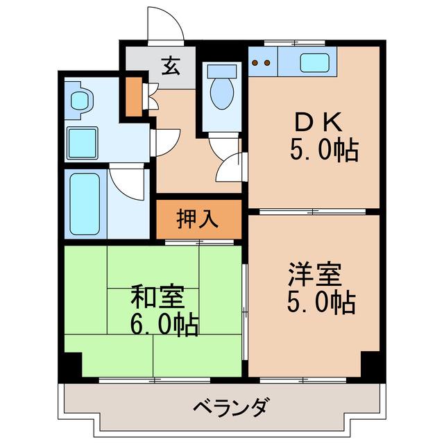 ルミナス白壁(2DK/3階)の間取り写真