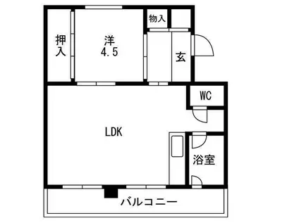 パークヒルズ真々地I(1LDK/4階)の間取り写真