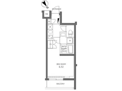 N プレミアムキューブ不動前(ワンルーム/1階)の間取り写真
