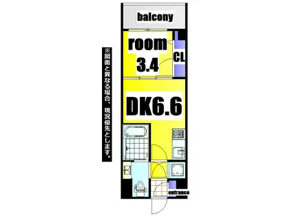 NO.71 ORIENT TRUST TOWER(1DK/13階)の間取り写真