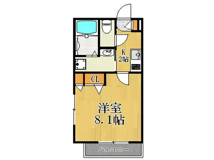 エスポワール川崎(1K/3階)の間取り写真