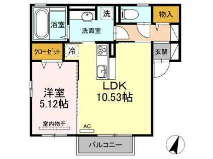 グロワール(1LDK/1階)の間取り写真