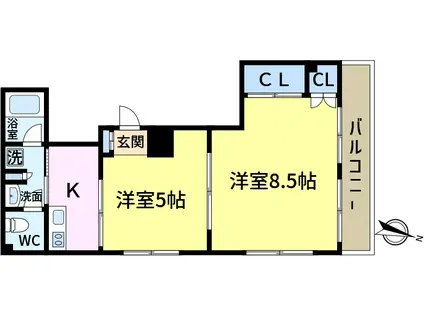 シエルコート新小岩(2K/2階)の間取り写真