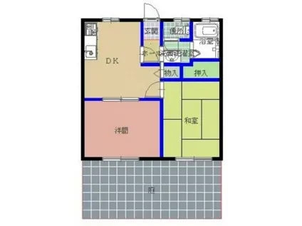 アフィネ桜木(2DK/1階)の間取り写真