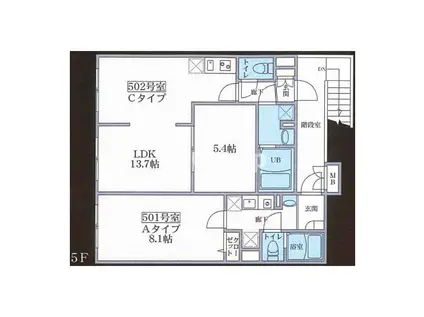 LIRIO HORIKIRI(1LDK/5階)の間取り写真