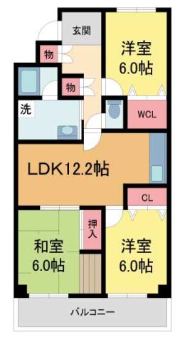 グレース甲陽園(3LDK/3階)の間取り写真