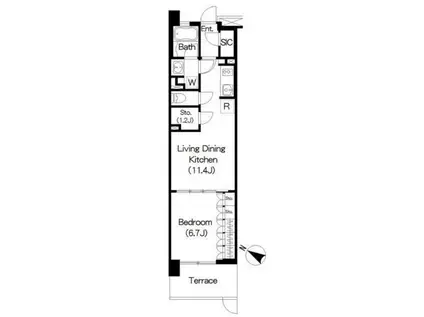 BRILLIA IST三軒茶屋アイビーテラス(1SLDK/1階)の間取り写真