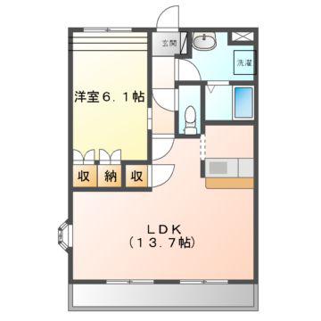 シトラス ユノス(1LDK/2階)の間取り写真