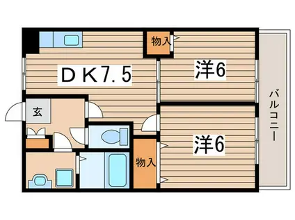 アゼリア10(2DK/2階)の間取り写真