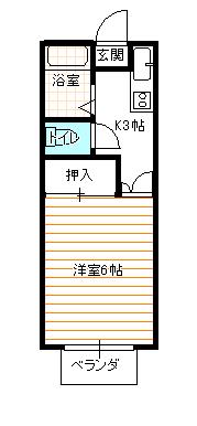 霊屋第一コーポナバタ(1K/2階)の間取り写真