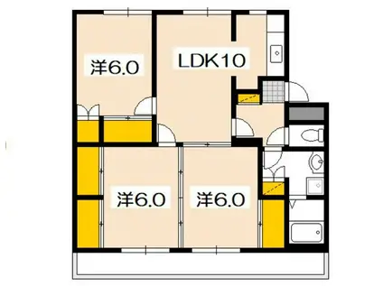 ヴィラナリー大竹 F-2(3LDK/3階)の間取り写真