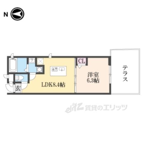 プルミエール鹿王院(1LDK/1階)の間取り写真