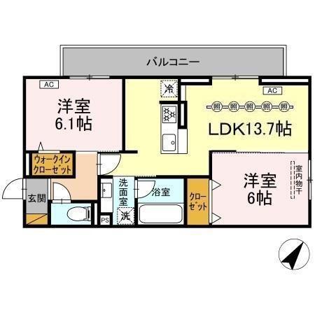 リベラル(2LDK/3階)の間取り写真