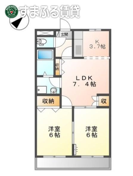 ウエスタンハイム(2LDK/1階)の間取り写真