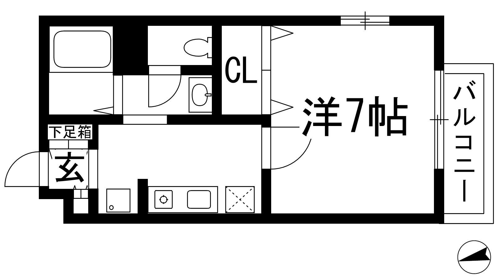 エスポワールⅡ(1K/1階)の間取り写真