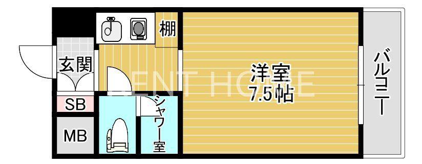 モリタハイツ(1K/3階)の間取り写真