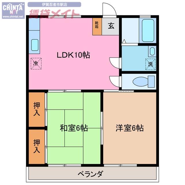 FORTY NIGHN KITA(2LDK/2階)の間取り写真