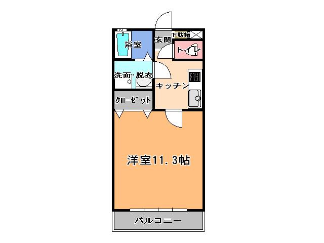 ウィングヴィラ枝野C棟(1K/1階)の間取り写真