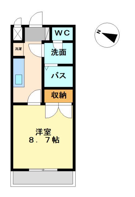 カラブニン(1K/1階)の間取り写真