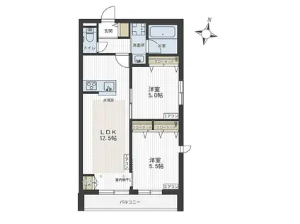 グリュック(2LDK/2階)の間取り写真