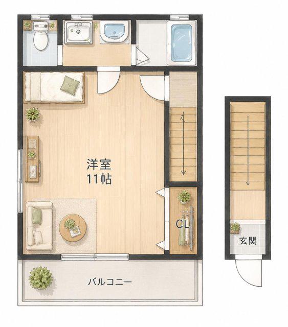 プリエール(ワンルーム/2階)の間取り写真