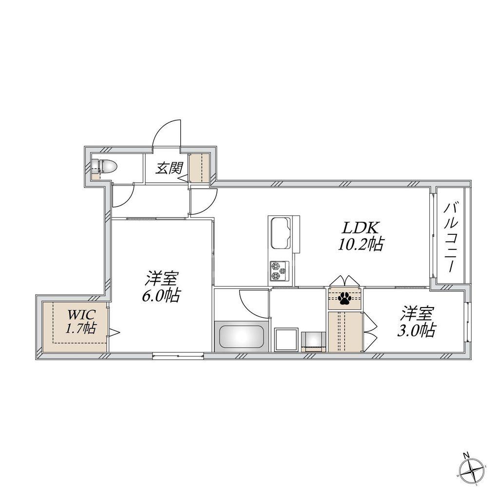 PER SEMPRE(2LDK/1階)の間取り写真